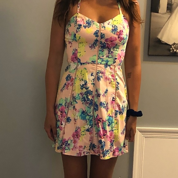 Candies Pink Floral Racerback Mini Dress - Picture 2 of 7